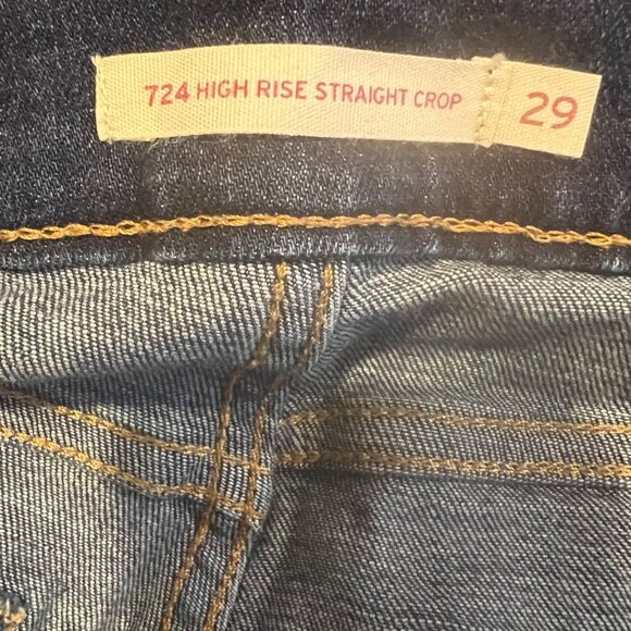 Levi’s high rise straight crop jeans women's size 29 dark rinse - Picture 4 of 10